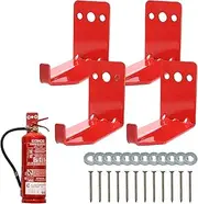 Hogvinnatil Fire Extinguisher Holder, Fire Extinguisher Wall Mount, 4 x Fire Extinguisher Hooks, Metal Fire Extinguisher Holder with Screws for Home, Car, Motorhome, Truck