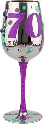 Top Shelf Decorative Metallic 70Th Birthday Wine Glass, 1 Count, Multicolor