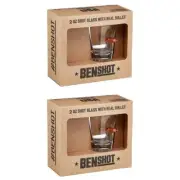 Original BenShot Bulletproof Shot Glass w/ Real Bullet Wedding Military Gift 2PK