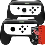 [Orzly] Grips Compatible with Nintendo Switch Joy-Cons for Extra Comfort - Twin Pack (2X Black) Universal Sided Grip Attachments for use with Nintendo Switch Joy-Cons
