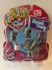 Jungle In My Pocket Elephant Family 5 Pc Set Brand New In Pkg Rare Jakks Pacific