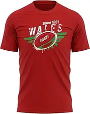 [Purple Print House] Welsh Rugby Supporter Mens T Shirt Wales 1881 Cymru St Davids Day Tee Top