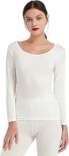 [Mcilia] Women's Ultrathin Modal Thermal Baselayer Top Scoop Neck Long Sleeve Undershirt
