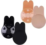 [SEALEN] 2 Pair Women Silicone Invisible Breast Lift Up Bra Reusable Sticky Chest Paste Adhesive Bras (C/D) Black