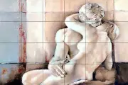 36 x 24 Art Rodin Kiss Mural Ceramic Backsplash Bath Tile #69