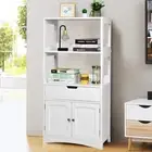 Giantex Storage Cabinet Display Shelf Cupboard Wooden Organizer Bathroom White