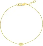 [JewelryWeb] 14k Solid Yellow Gold Adjustable Cut Out Evil Eye Bracelet 19 Centimeters Link-Bracelet for Women in