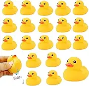 Xinghonyac 20 Pcs Mini Yellow Rubber Ducks, 2 inch Mini Bath Ducks, Float and Squeak Bath Duck Toys for Baby Showers, Birthdays and Parties