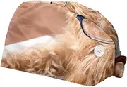 [WOSHJIUK] Working Hat 2 Pack Scrub Caps for Women,Brussels Griffon Dog Reading Book,Tie Back Cap Adjustable Scrub Hat