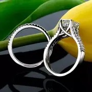 2.23CT H/VS2 PRINCESS CUT REAL DIAMOND HALO ENGAGEMENT RING 14K SET TREATED