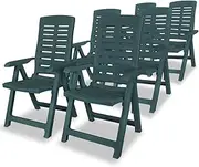 Garden Chair Reclining Garden Chairs 6 pcs Plastic Green Patio Seating