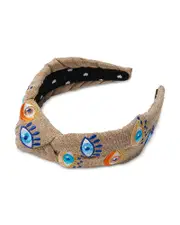 Lele Sadoughi Knotted Embroidered Evil Eye Headband