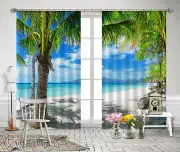 3D Sky Beach Coco7 Blockout Photo Curtain Print Curtains Drapes Fabric Window AU