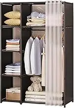 Wardrobe Portable Canvas Wardrobe with Hanging Rail, Shelves, Clothes Closet Storage Organizer for Bedroom, Living Room Strong and Durable,Black-103x42.5x160cm