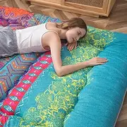 Japanese Floor Mattress Futon Mattress, Thicken Tatami Mat Sleeping Pad Foldable Roll Up Mattress Dormitory Mattress Pad Floor Lounger Pillow Bed (Bohemian B, 180 x 200 cm)