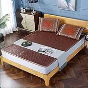 Snaweo Folding Smooth Air Conditioning Mat for Bed,Carbonised Mahjong Bamboo Mat,Sum mer Sleeping mat Bamboo, for Home School Dormitory