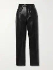 [AGOLDE] AGOLDE - + Net Sustain 90s Pinch Waist Leather-blend Straight-leg Pants - 28.8" - Black - 30 30 Black