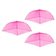 17"X17" Mesh Food Covers, 3 Pcs Collapsible Food Screen Tent Umbrella, Pink