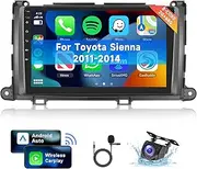 [8 CORE 2G+64G] Car Radio for Toyota Sienna 2011-2014 with Wireless Carplay/Android Auto, 9 Inch Android 13 IPS Touch Screen Car Stereo, Bluetooth, GPS, WiFi, SWC, DSP + Backup Camera