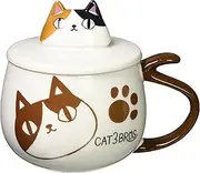Ceramic Indigo Cat 3 Brothers Variety Cup Mike Face Mug with Lid 23172