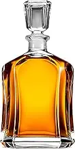 Paksh Capitol Glass Decanter with Airtight Geometric Stopper - Whiskey Decanter for Wine, Bourbon, Brandy, Liquor, Juice, Water, Mouthwash. Italian Glass | 23.75 oz