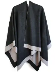 [Morgan & Taylor] Leonora Poncho in Black/Beige