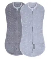 Ingenuity Compression Baby Swaddle Pod in Velboa, 1.0 TOG, 2-Pack Clouds & Stars