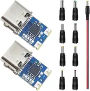 DAOKI 2PCS 20V 5A USB-C PD2.0 PD3.0 to DC Power Trigger Module Fast Charge Type-C Female Adapter Converter Power Supply Module for DIY with DC Power Male Pigtail Wire, 8PCS Connector
