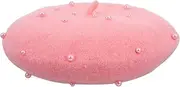 [FOMIYES] Chic Pearl Beret Hat for Stylish Outdoor Travel Cap for Autumn Pink
