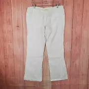 Roxy Oceanside Pants Sz XL White Linen Blend Flare Leg NWT NEW