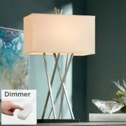 Modern Table Lamp 30" Tall Brushed Nickel Asymmetry with Dimmer for Bedroom Home