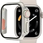 [Miimall] Case Compatible with Apple Watch Series 8/7 45mm, [Tempered Glass Screen Protector] [Latest Model Appearance] Hard Shockproof All-Around Bumper Shell Protective Cover for iWatch 8-Stralight