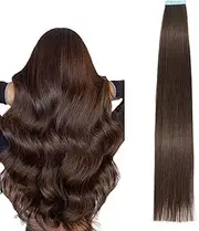 Tape in Hair Extensions Human Hair Dark Brown 16 Inch 20pcs 40g/pack Straight Invisible Seamless Skin Weft Tape Hair Extensions Real Human Hair Tape Extensions 16 inch 2# Dark Brown