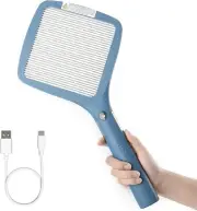2 in 1 Electric Fly Swatter Rechargeable with Flashlight Mosquito Zapper Bug Za