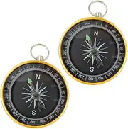 Sosoport 1 Pair Compass Keychain Outdoor Compass Car Compass Dashboard Compass for Hiking Portable Compasses Camping Compass Outdoor Keychain Compass Small Compass Golden Aluminum Alloy