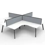 RAPIDLINE RAPID ETERNITY CORNER WORKSTATION 4 Person W1800 x W1800 x D750 x H730mm (per user) White Top Black Quad Frame