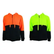 HI VIS Jumper Full Zip Hoodie Safety Workwear Fleecy Fleece Jacket Hooded