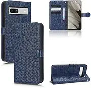 Wallet Case for Google Pixel 7A, Slim Flip Polka-Dots Phone Cover with Card Holder for Google Pixel 7A, Blue
