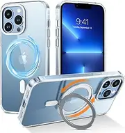 YINLAI for iPhone 13 Pro Max Case, Compatible with MagSafe,with 360° Rotatable Ring Stand Magnetic Yellowing-Resistant Clear Slim Shockproof Protective Phone Cover for iPhone 13 Pro Max 6.7 inch,Clear