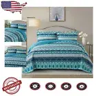Elegant King Size Bohemian Patchwork Quilt and Pillowcases Set - Cotton Fabric