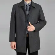 Men Wool Coat Autumn Winter Wool Overcoat Woolen Jacket Male Pea Coat Plus Size 7XL dark grey 4XL