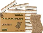 BONUMVIT Natural Kitchen Sponge,Kitchen Dish Sponge with Coconut Fiber and Compostable Cellulose,12 Pack Household Cleaning Sponge for Dishes,Pots,Sinks