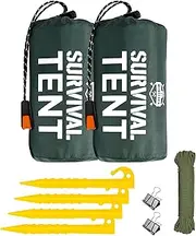 Monterra Emergency Tent, 2 Person Survival Shelter, Thermal Mylar, Waterproof, Outdoor Camping Gear and Equipment, Survival Kits, Compact Bivvy Tarp, Includes Paracord and Accessories.