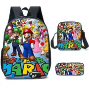 Mario mario backpack schoolbag lunch bag pencil case anime cartoon backpack for primary and secondary school students