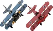 HYTROVE 2pcs Retro Iron Airplane Model Vintage Metal Biplane Decoration for Home Office Restaurant Compact and Versatile Decor for Aviation Lovers