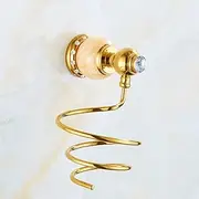 SMALLSUN-Bathroom Shelves European Style Copper Natural Jade Gold Hair Drier Rack American Hardware Pendent Multi-Function Air Tube Rack Shelf Bathroom Shelf (Color : Yellow)
