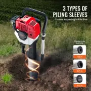 Gas Powered T Post Driver 52cc 2 Stroke Fence Piling Tool with Three Heads