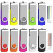 32GB Flash Drive 10 Pack, USB 2.0 Thumb Drive Bulk Pen Drive Metal Swivel Mem...
