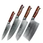 Damascus Steel Knife Set 73 Layers Blade Chef Utility Santoku Cleaver Knives Cut