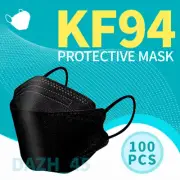 100 PCS Breathable Protective Black Face Mask KF94 for Adults